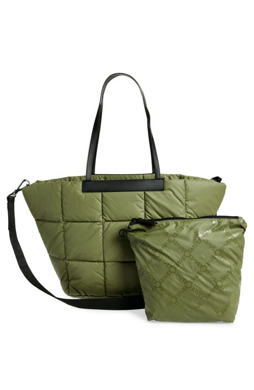 Veecollective Porter Basque Water Resistant Quilted Recycled Nylon Tote In Moss