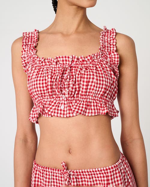 Weworewhat Ruffle Button Up Crop Top In Multi