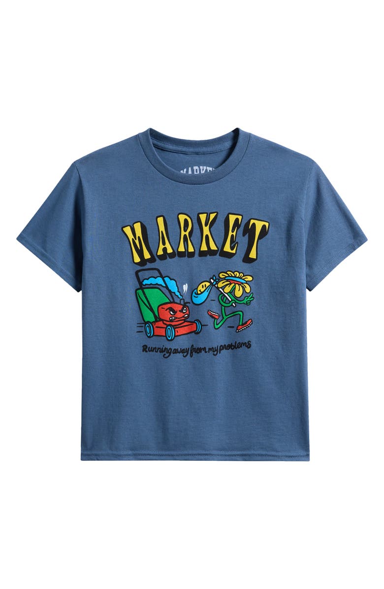 MARKET Kids' SMILEY<sup>®</sup> On the Run Cotton Graphic T-Shirt, Main, color, Grey-Blue