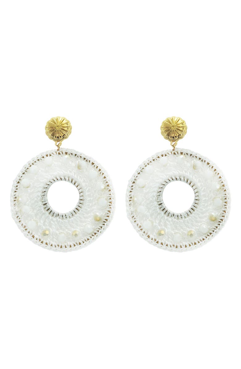 Panacea Woven Circle Drop Earrings, Main, color, White