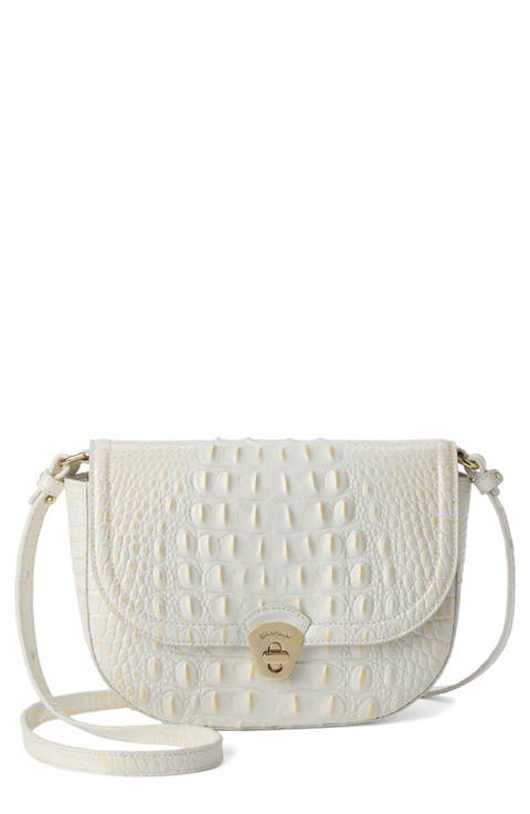 Portia Croc Embossed Leather Crossbody Bag