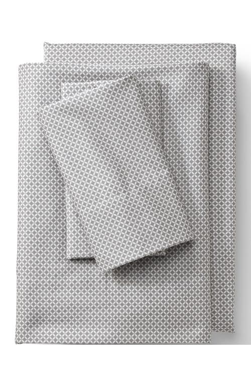 Lands' End 400 Thread Count Premium Supima Cotton No Iron Sateen Bed Sheet Set In Ivory/ultimate Gray Geo Stripe