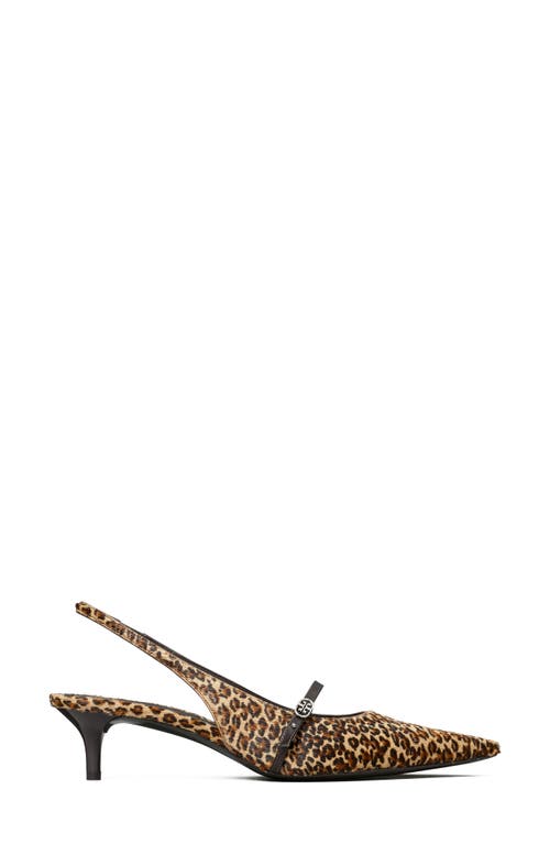Tory Burch Double T Buckle Slingback Mary Jane Kitten Heel Pump In Animal Print