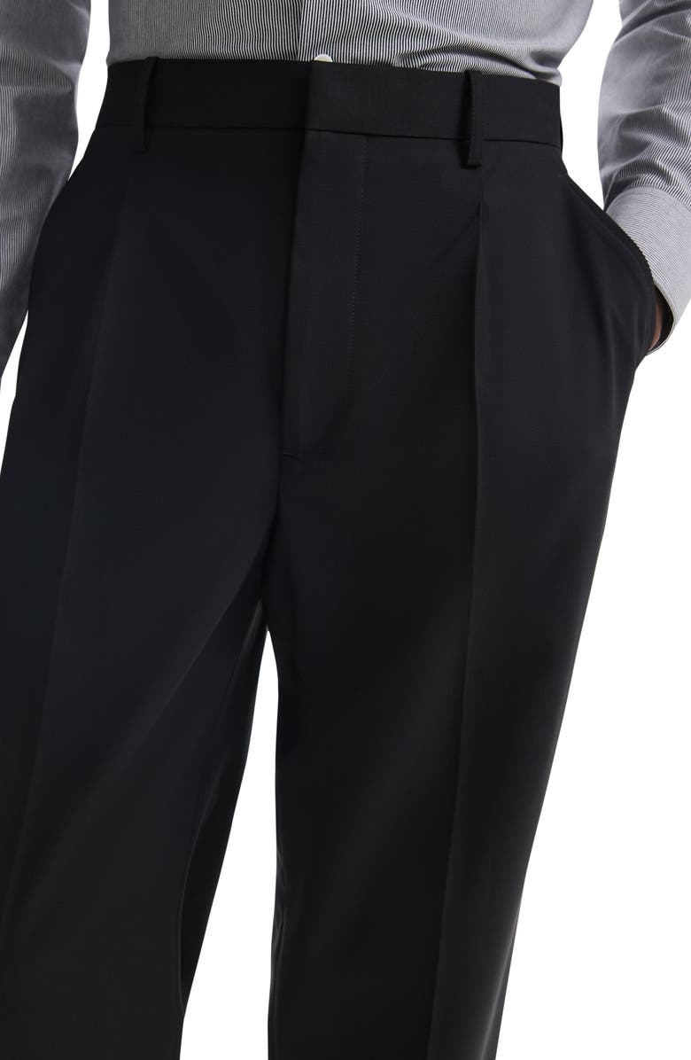 Theory Relaxed Fit Pleated Stretch Wool Dress Pants, Alternate, color, Deep Black