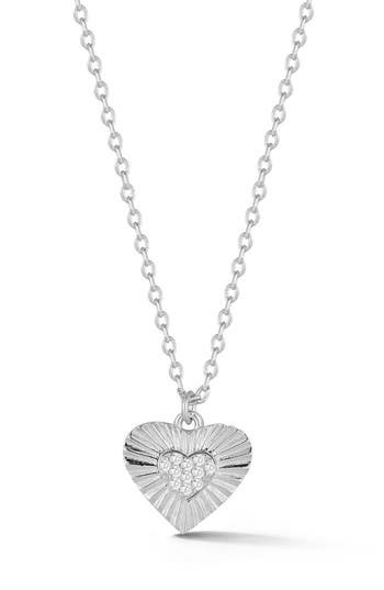 Sphera Milano Cubic Zirconia Burst Heart Pendant Necklace In Metallic