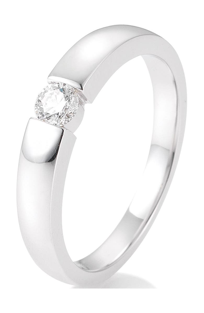 Breuning 14K White Gold Flush Set Diamond Solitaire Ring - Size 6.5 - 0.20 ctw, Main, color, 