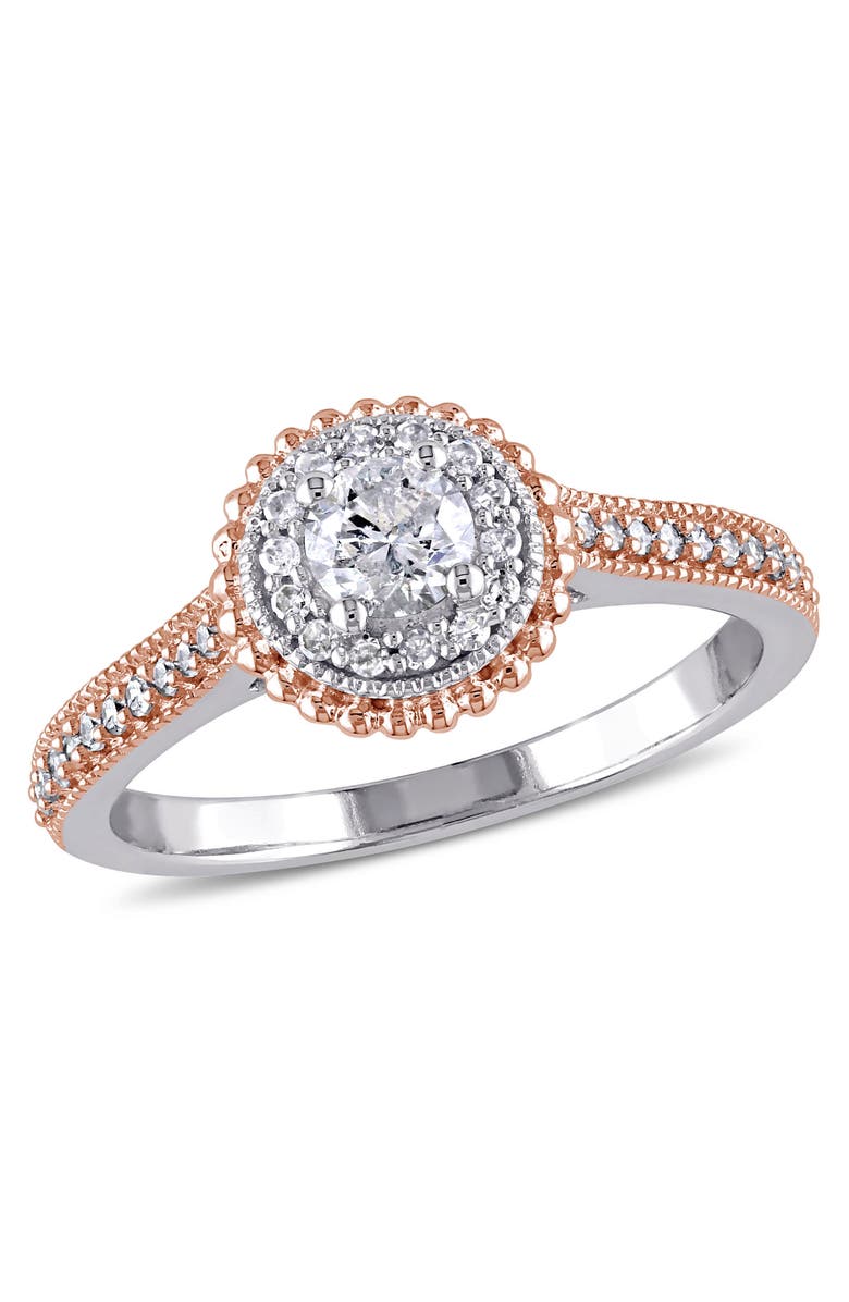 Julianna B. Diamond Halo Engagement Ring 10k Two-Tone, Main, color, 10K White Gold