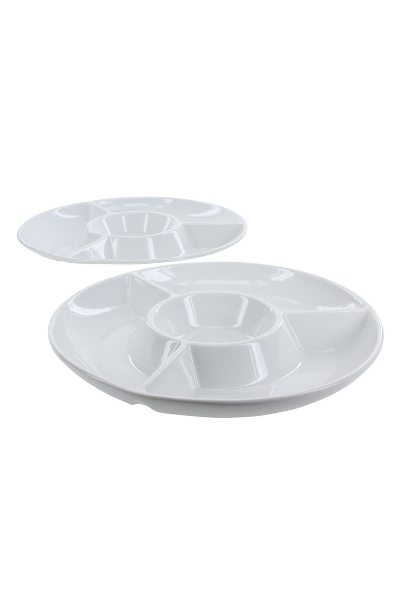 BIA Cordon Bleu Set of 2 Round Chip & Dip Servers, Main, color, White