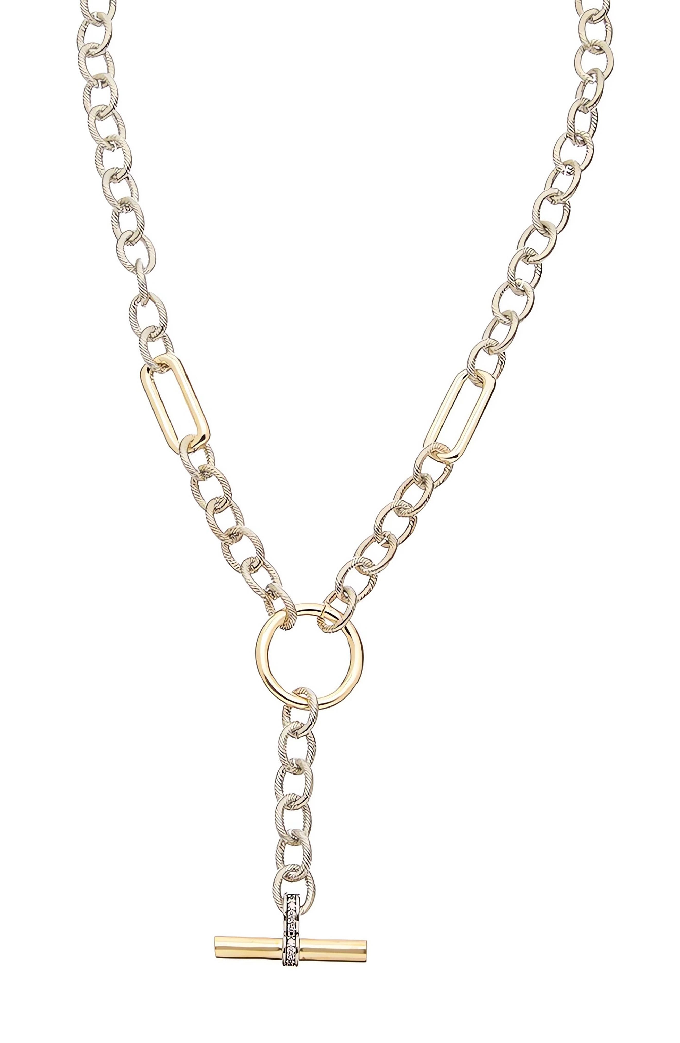 Juvell Two-Tone Textured Y-Necklace