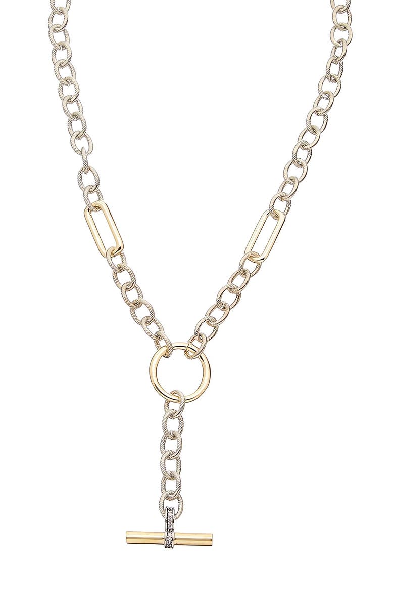 Two-Tone Textured Y-Necklace, Main, color, YELLOW
