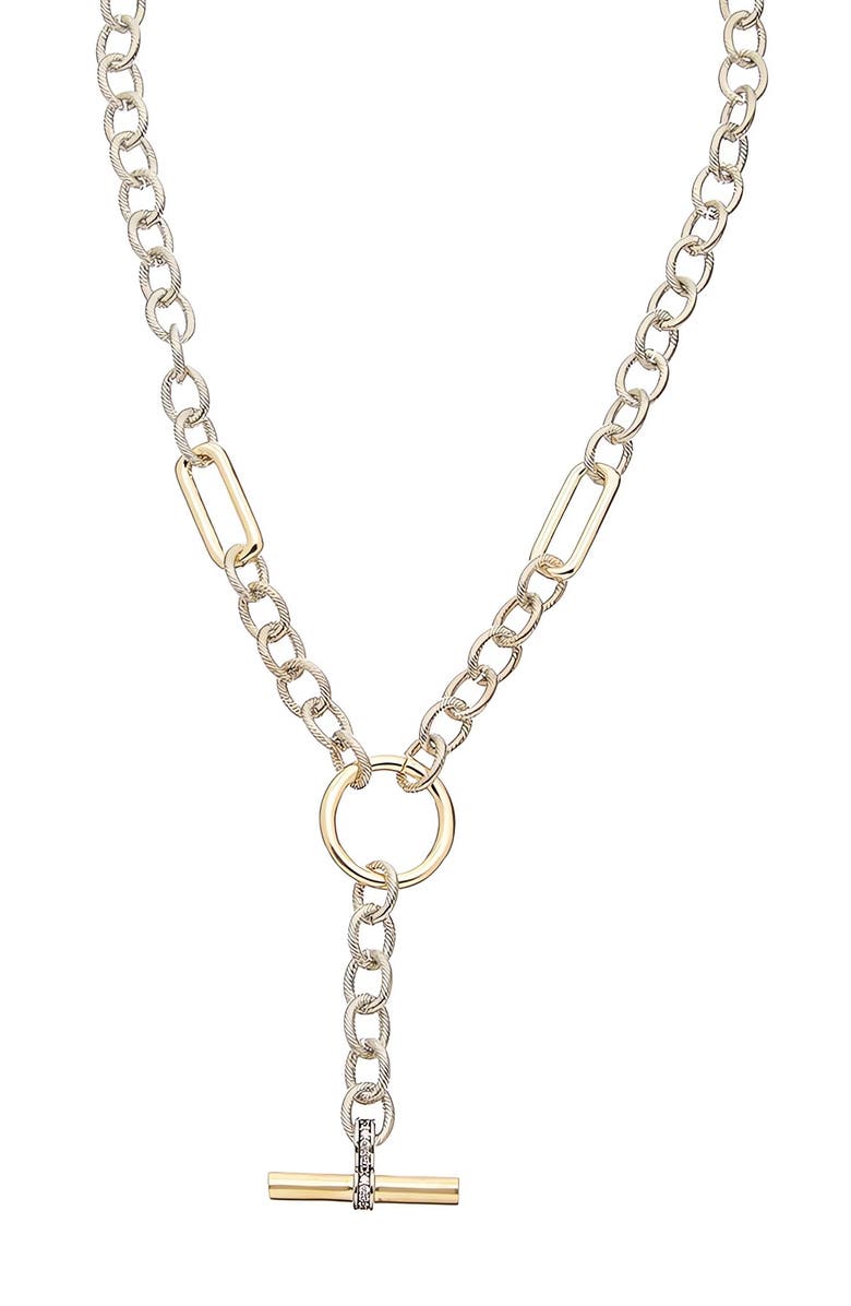 Juvell Two-Tone Textured Y-Necklace, Main, color, Yellow