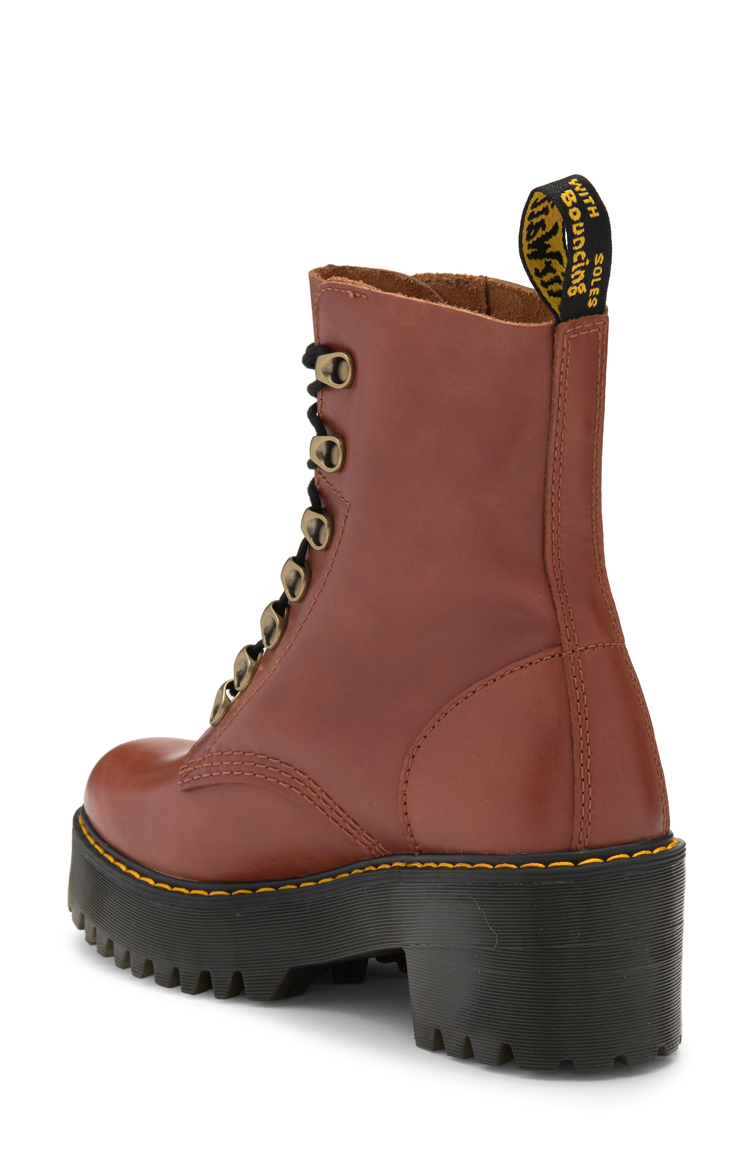 Dr. Martens Leona Combat Boot, Alternate, color, Saddle Tan Farrier