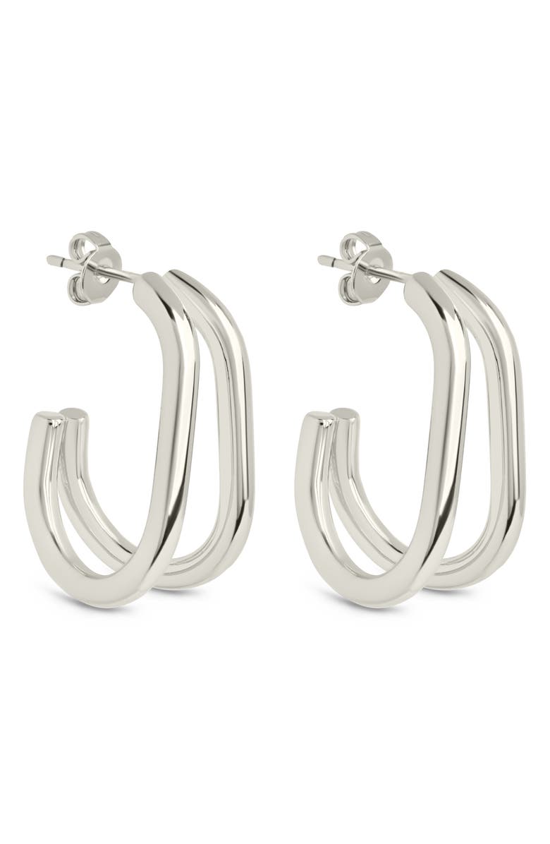 Sterling Forever Elliana Suspender Hoop Earrings, Main, color, 