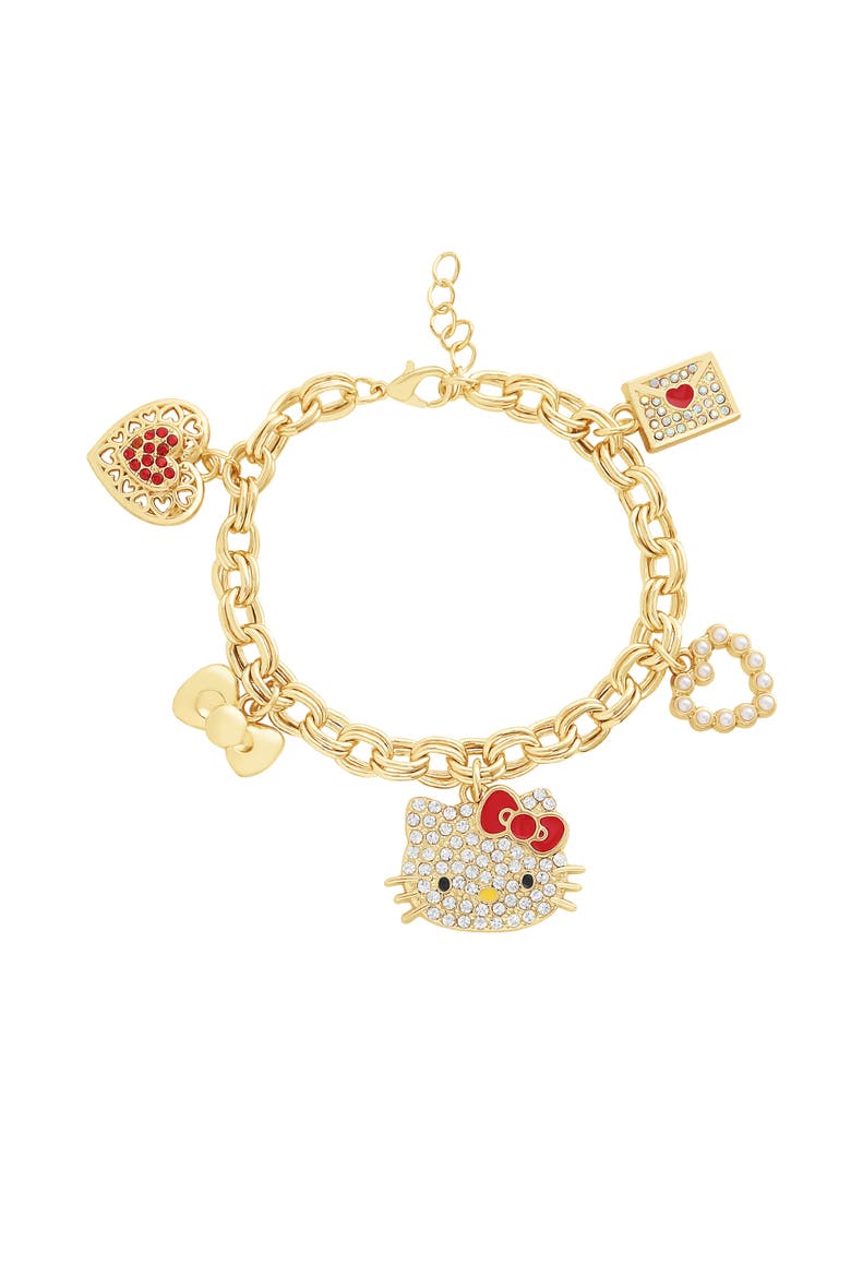 Crystal Charm Bracelet with Iconic Charms, Main, color, Gold