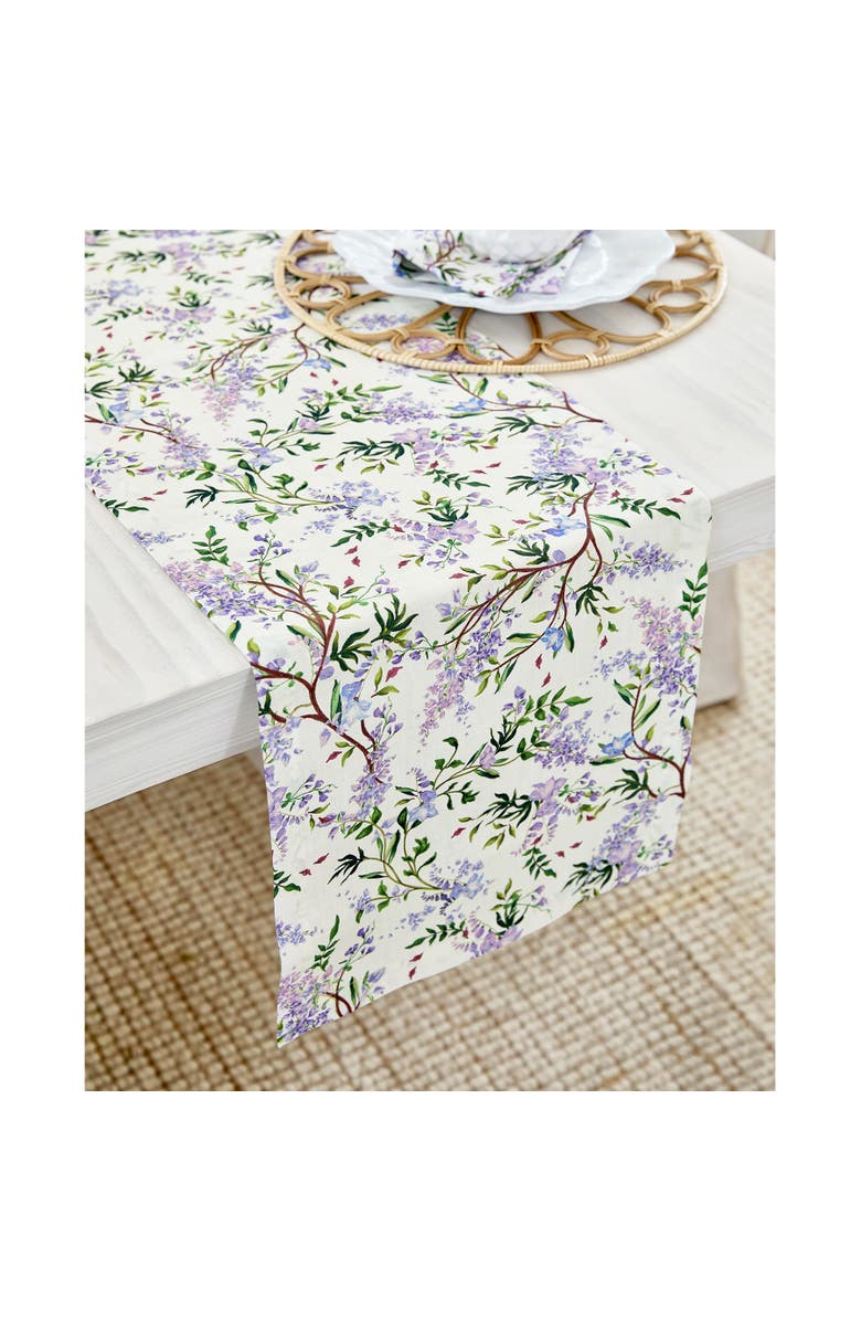 Solino Home Linen Table Runner - Lilacs, Alternate, color, Lilacs/Off White