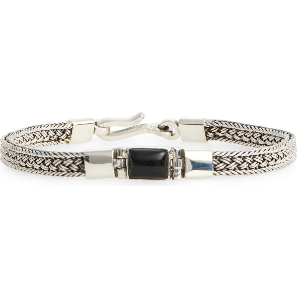 Caputo & Co Artisan Lapis Lazuli Cabochon Sterling Silver Bracelet In Black Onyx