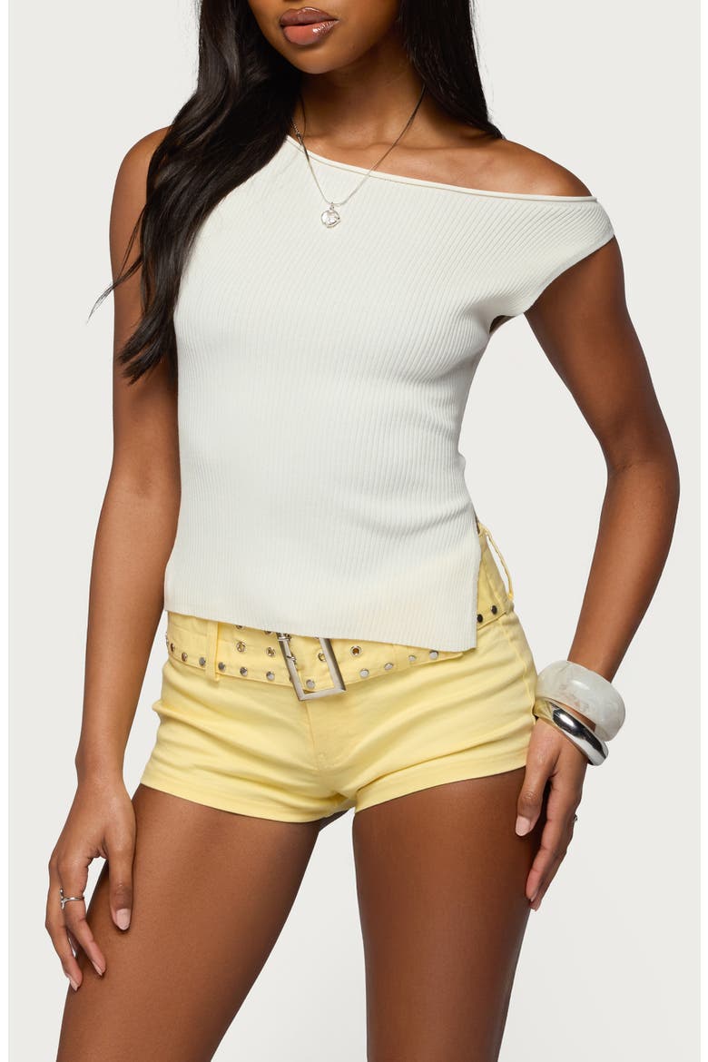 Myrah Rib Off the Shoulder Tank, Main, color, CREAM