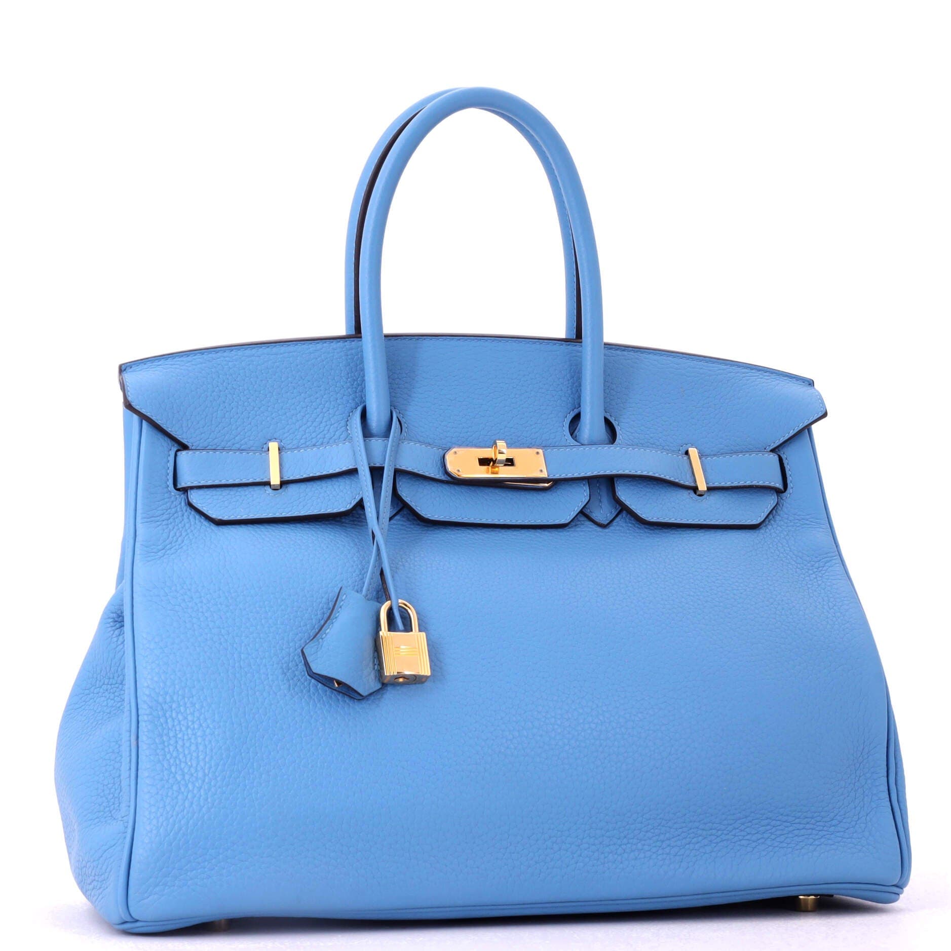 Birkin Handbag Blue Clemence with Gold Hardware 35, Alternate, color, Blue