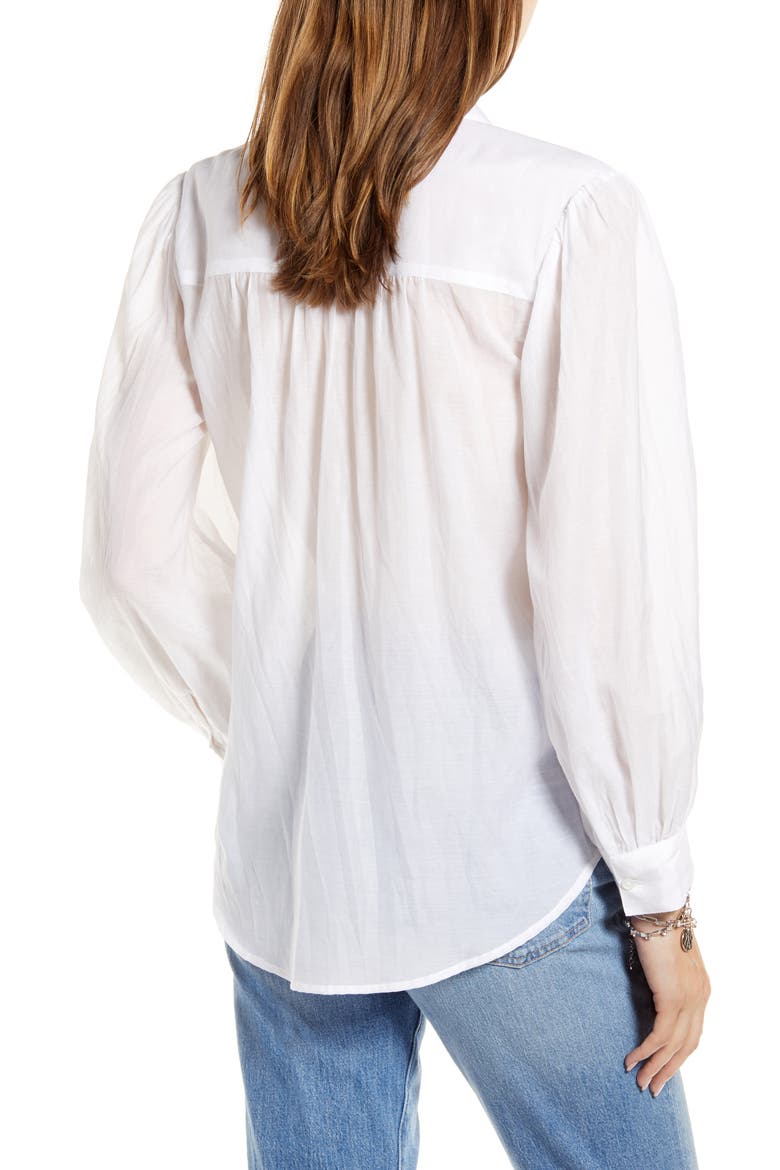 Sheer Button-Up Shirt (Nordstrom Exclusive), Alternate, color, WHITE
