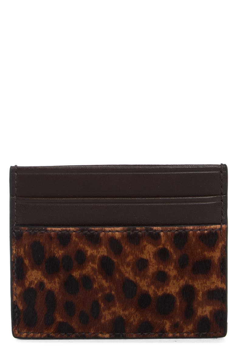Leopard Print Card Case, Main, color, CARAMEL MULTI