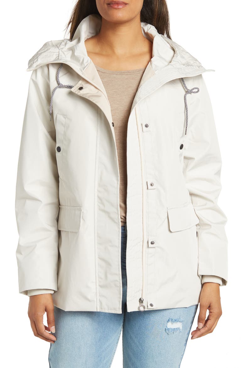 Water Resistant Hooded Raincoat, Main, color, OYSTER