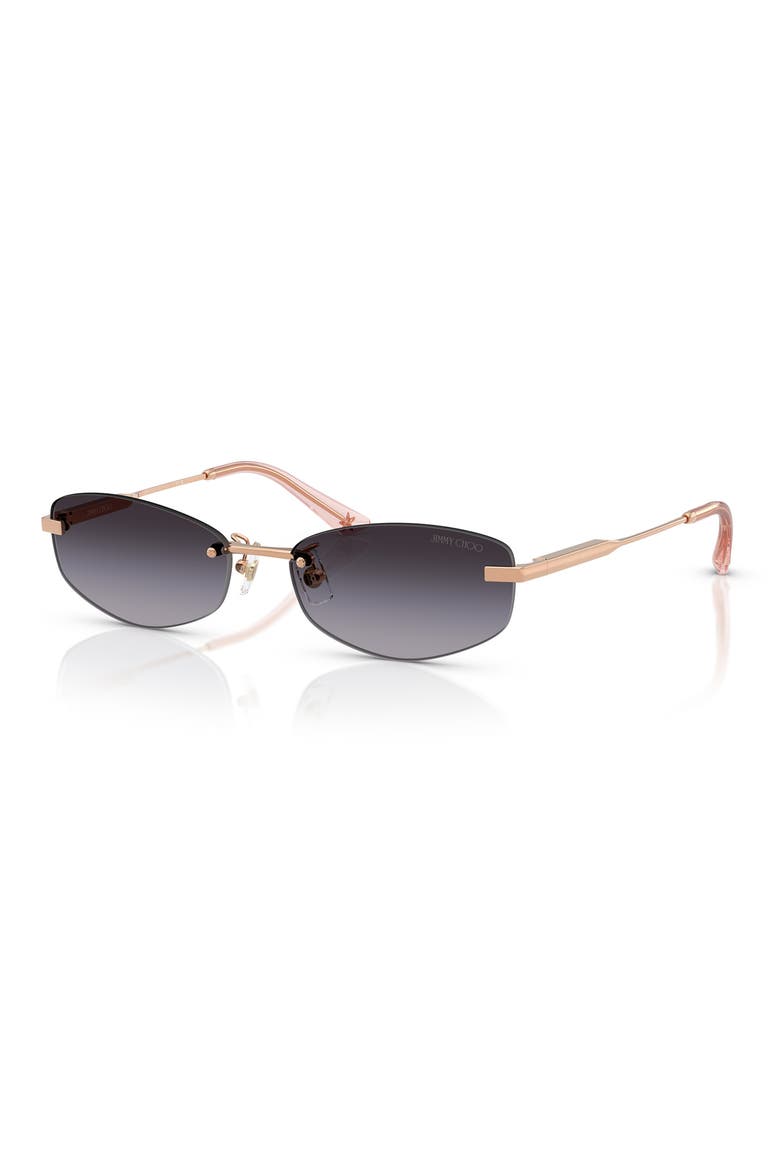 57mm Oval Sunglasses, Alternate, color, ROSE GOLD/ LIGHT GREY