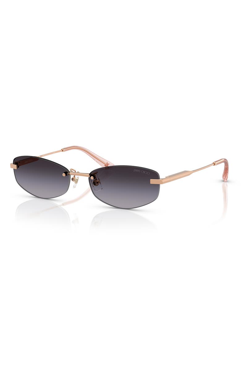 Jimmy Choo 57mm Oval Sunglasses, Alternate, color, Rose Gold 1