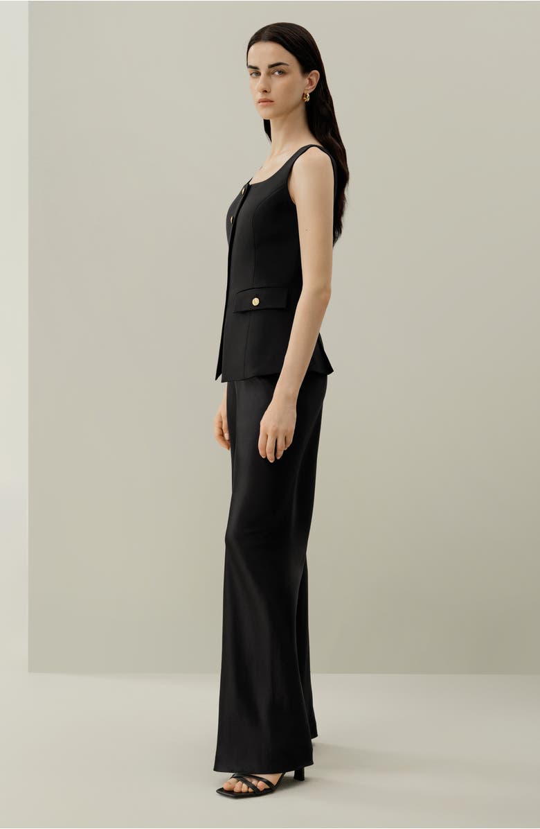 Lilysilk Cintré U-Neck Sleeveless Vest, Alternate, color, Black