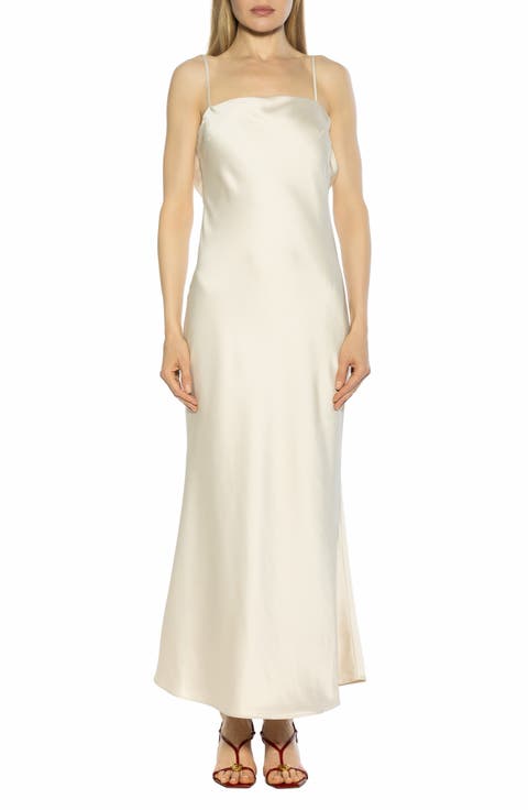 Slo Draped Open Back Satin Maxi Dress