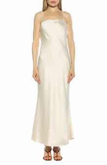 Slo Draped Open Back Satin Maxi Dress
