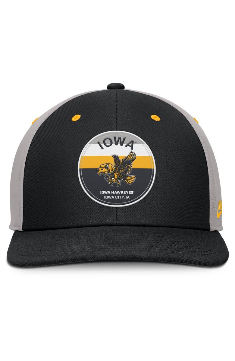 Nike Men's Nike Black/Gray Iowa Hawkeyes Prep Pro Performance Snapback Hat, Alternate, color, 