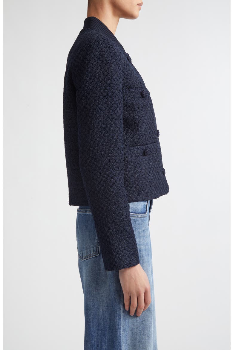 Bouclé Knit Bomber Jacket, Alternate, color, 11 BLUE