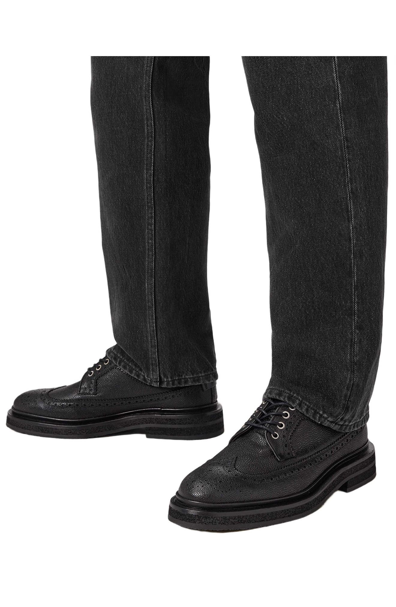 AllSaints Escher Broque Derby, Alternate, color, Black Grain