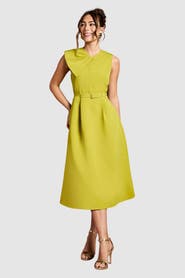 Coast Bow Crepe Belted Midi Dress