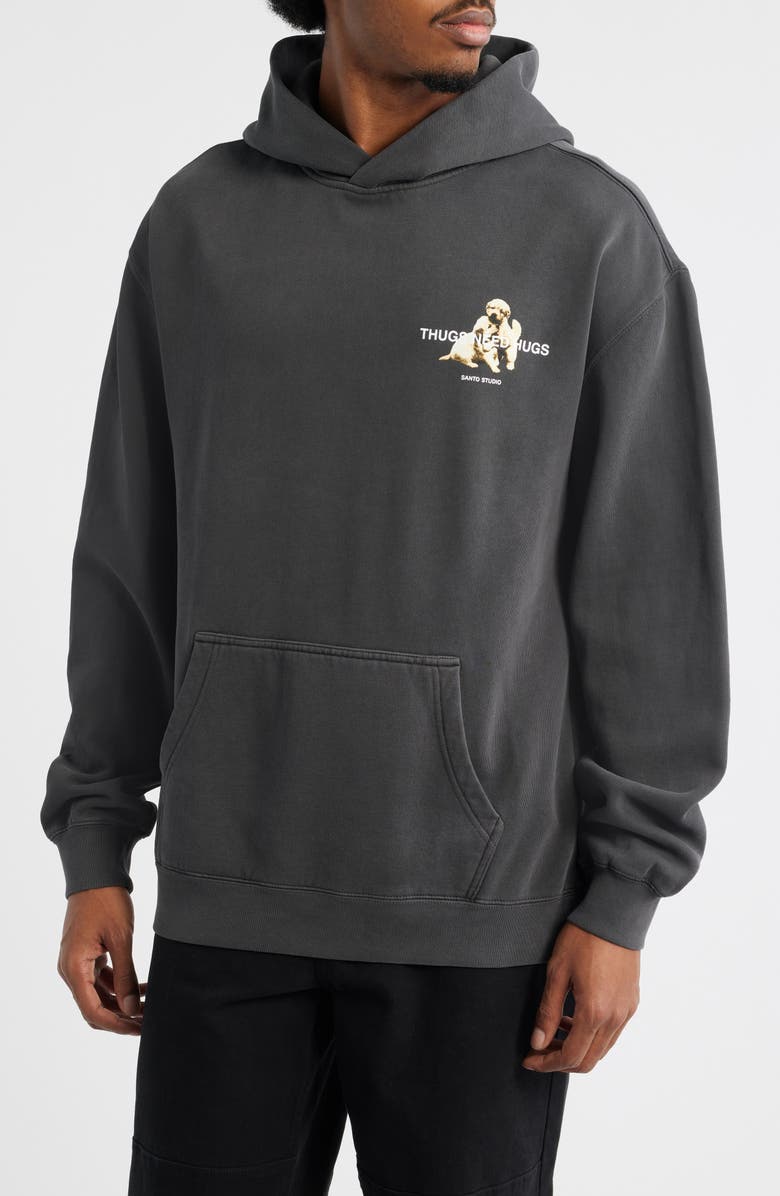 SANTO STUDIO Thugs Need Hugs Graphic Hoodie, Main, color, 
