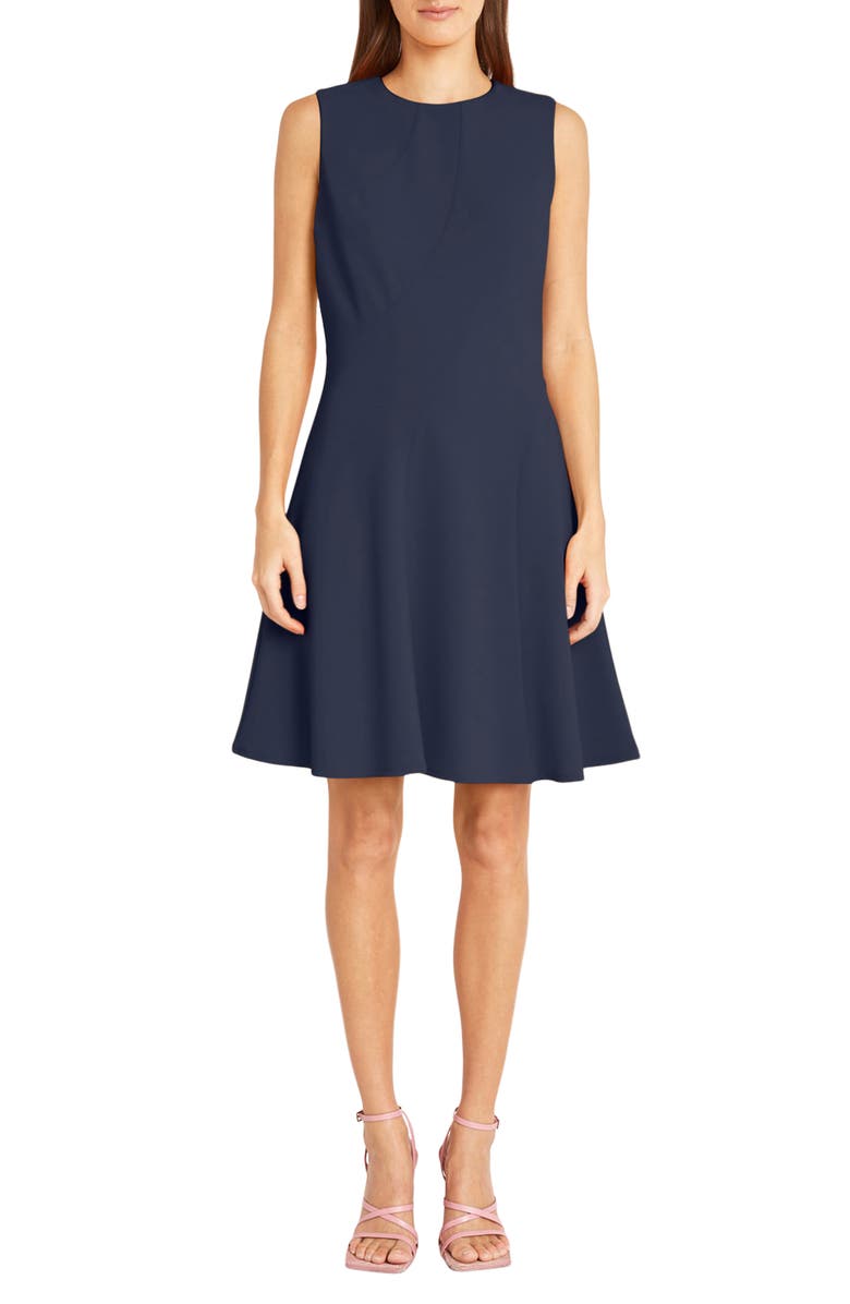 DONNA MORGAN FOR MAGGY Sleeveless Fit and Flare Dress, Main, color, Navy Blazer