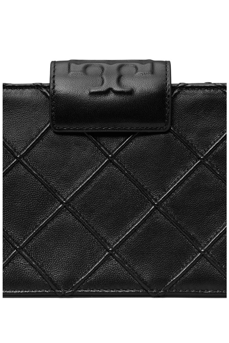 Mini Fleming Soft Quilted Leather Wallet on a Chain, Alternate, color, BLACK