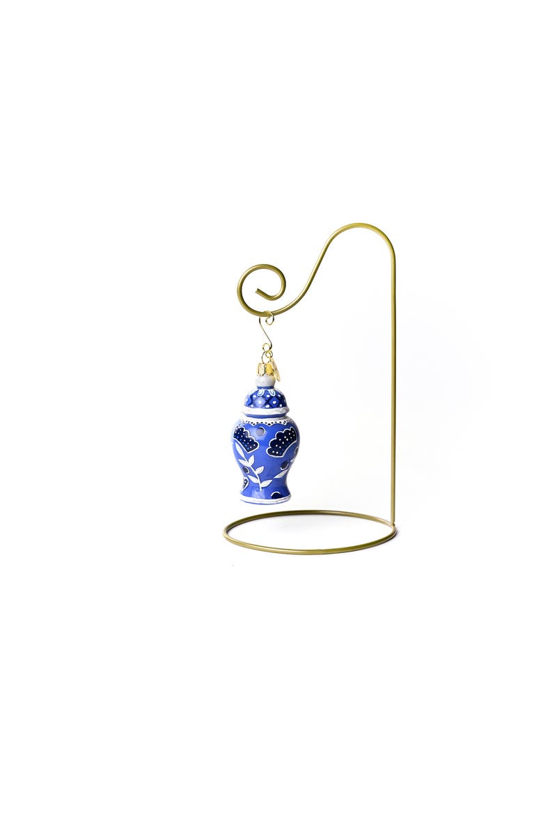 Chinoiserie Jar Shaped Ornament with Gold Stand, Main, color, Blue