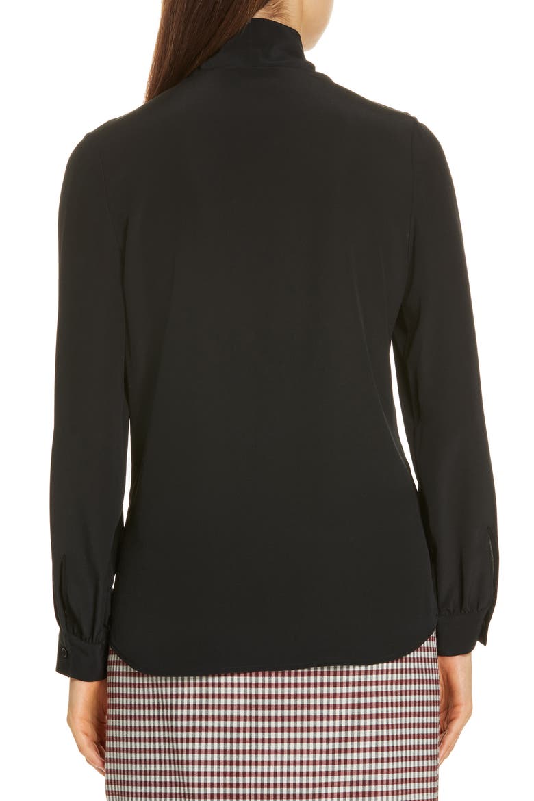 Tie Neck Silk Blouse, Alternate, color, BLACK