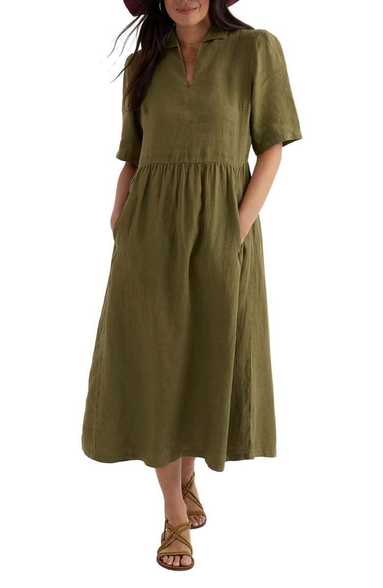 Seasalt Cornwall Fen Violet Linen Midi Shirtdress, Main, color, Creek