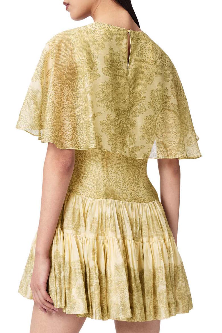 Yanna Paisley Floral Tiered Minidress, Alternate, color, JOANNE GOLD GREEN