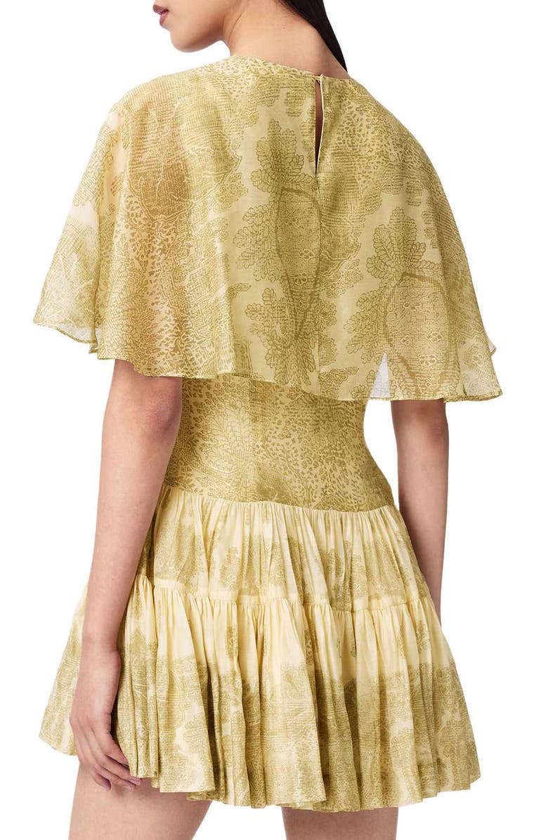 AllSaints Yanna Paisley Floral Tiered Minidress, Alternate, color, Joanne Gold Green