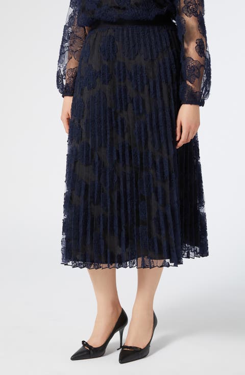 Massa Pleated Embroidered Lace Skirt (Plus)