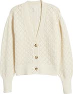 Caslon® Pointelle Deep V-Neck Cardigan