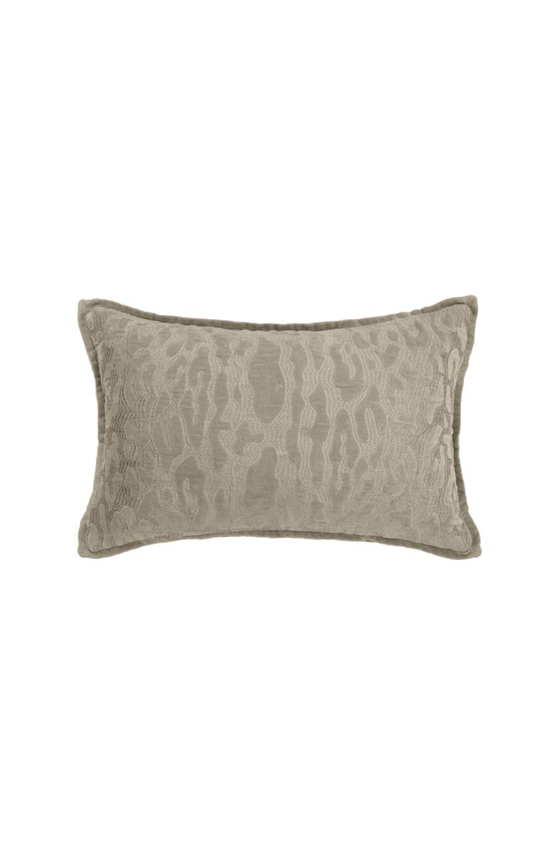 ELISABETH YORK Avon Embroidered Tone on Tone Cotton Velvet Decorative Throw Pillow, Main, color, Brown