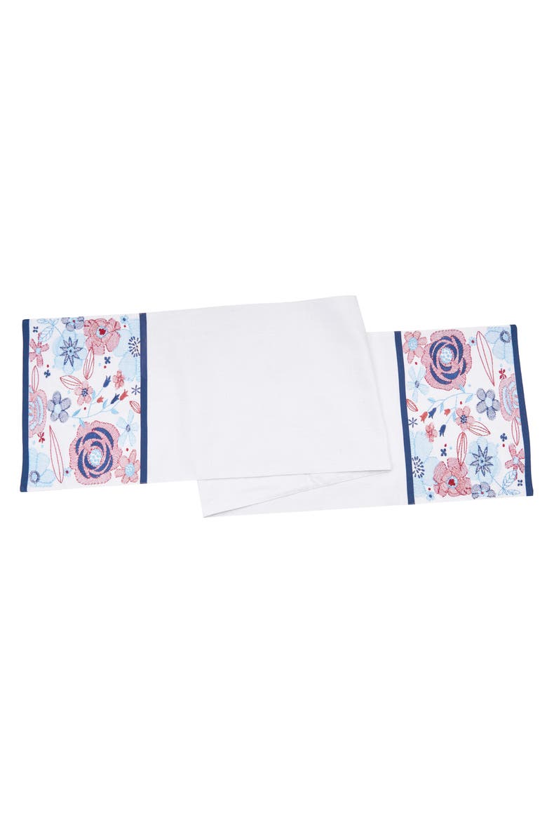 C&F Home Patriotic Floral Table Runner 14" x 72", Main, color, Red