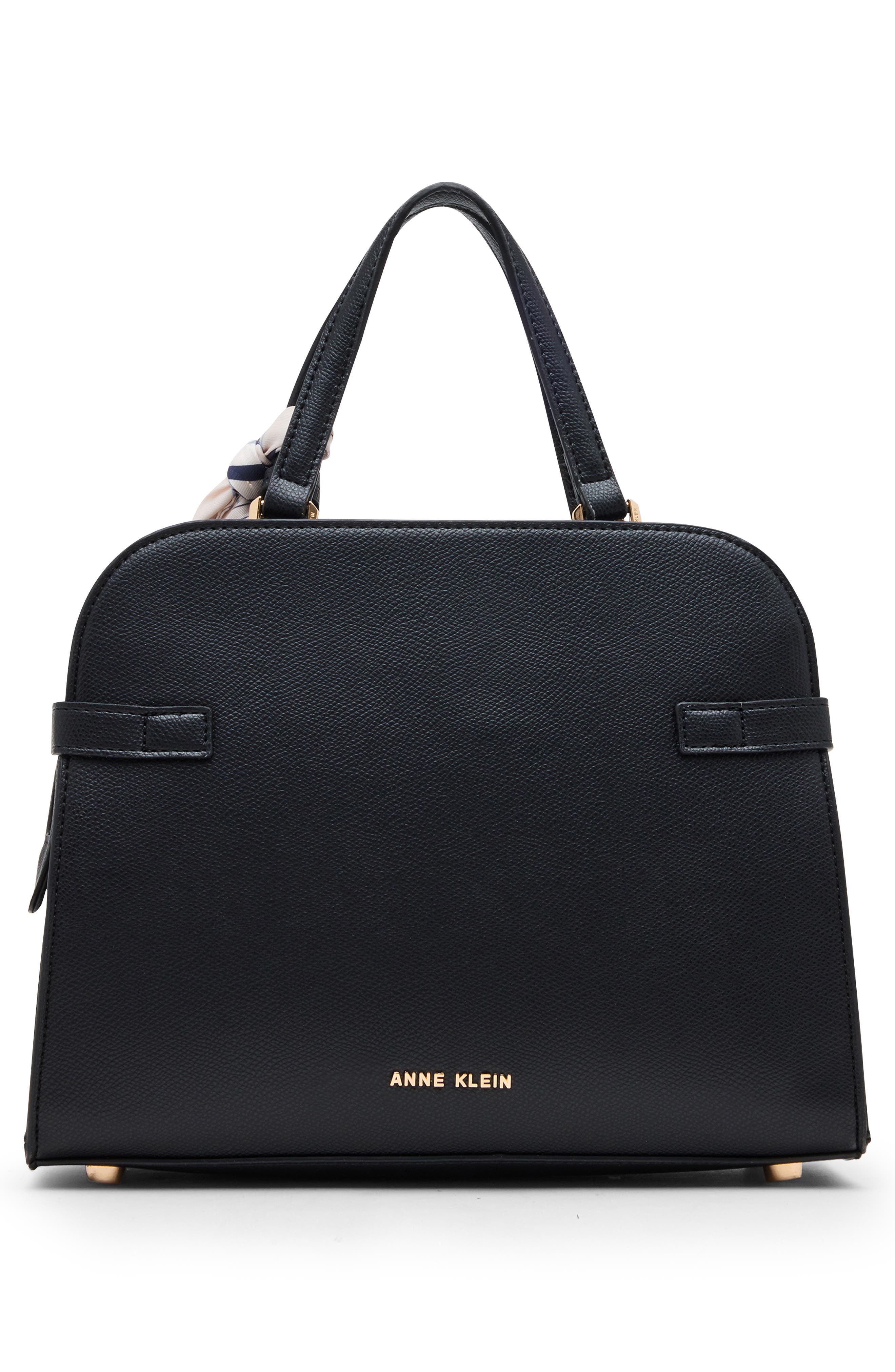 Anne Klein Medium Satchel with Scarf, Alternate, color, Black