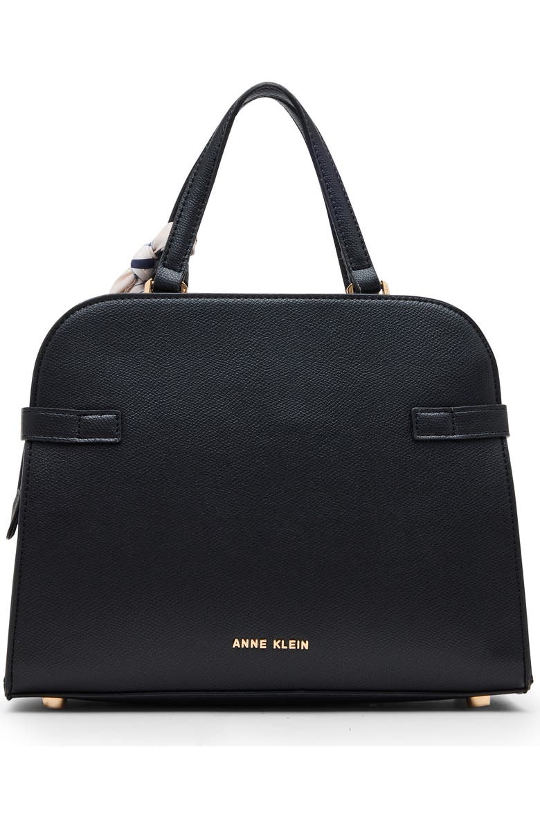Anne Klein Medium Satchel with Scarf, Alternate, color, Black
