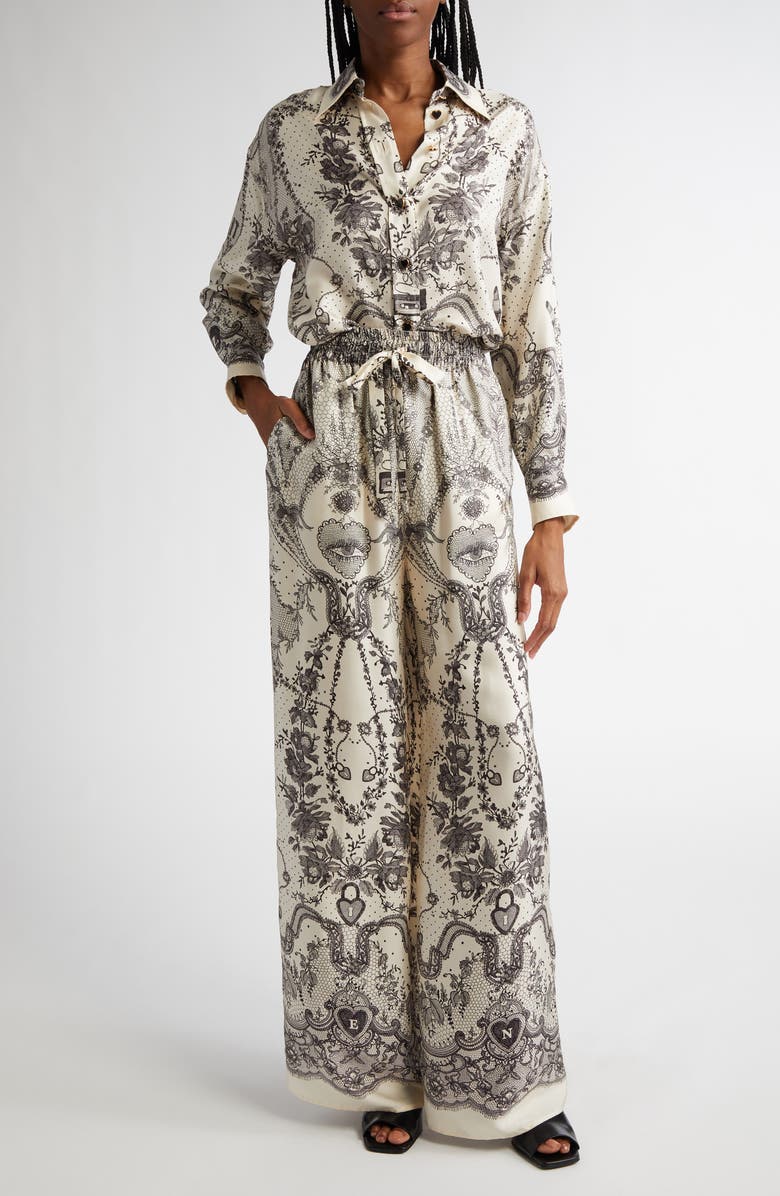 Zimmermann Locket Print Relaxed Silk Button-Up Shirt, Alternate, color, 