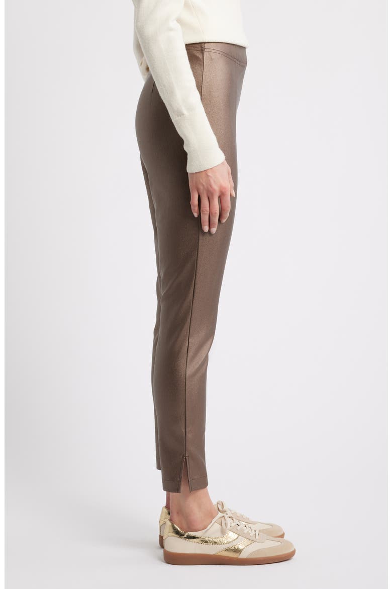 Coated High Waist Cigarette Pants, Alternate, color, BRONZE